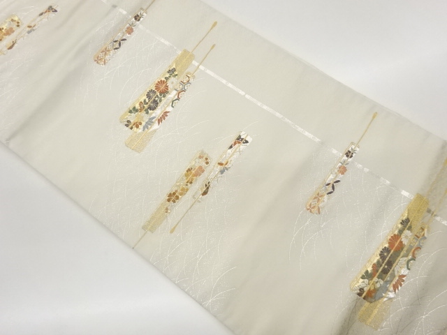 JAPANESE NAGOYA OBI / WOVEN FLORAL PLANTS